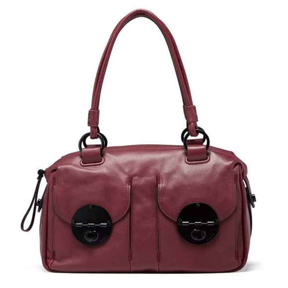 Mimco Bags Mimco Leather Turnlock Burgundy Maroon Handbag Poshmark